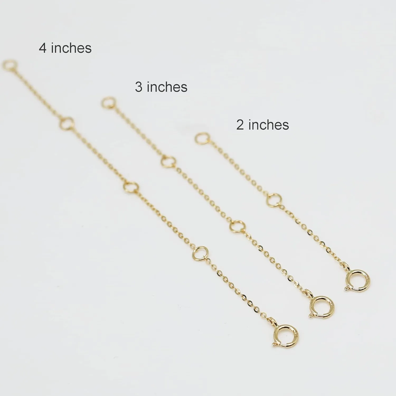 14K Solid Gold Necklace Extender & Real Bracelet Extender - 2, 3, 4 Inch Durable Adjustable Chain Gold Anklets Extension for Women - 2", "3", "4" (14K Yellow Gold-2 in)