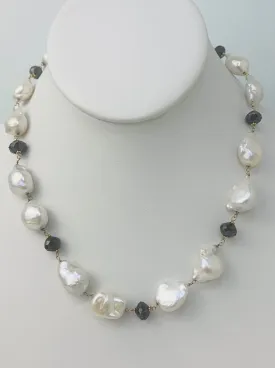 17.5" Freshwater Pearl Rosary Necklace 14KY - NCK-140-ROSPRLDIA14Y-WHBLK-17.5-00725 28ctw