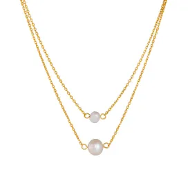 2 Layer Necklace With Freshwater Pearl Pendant
