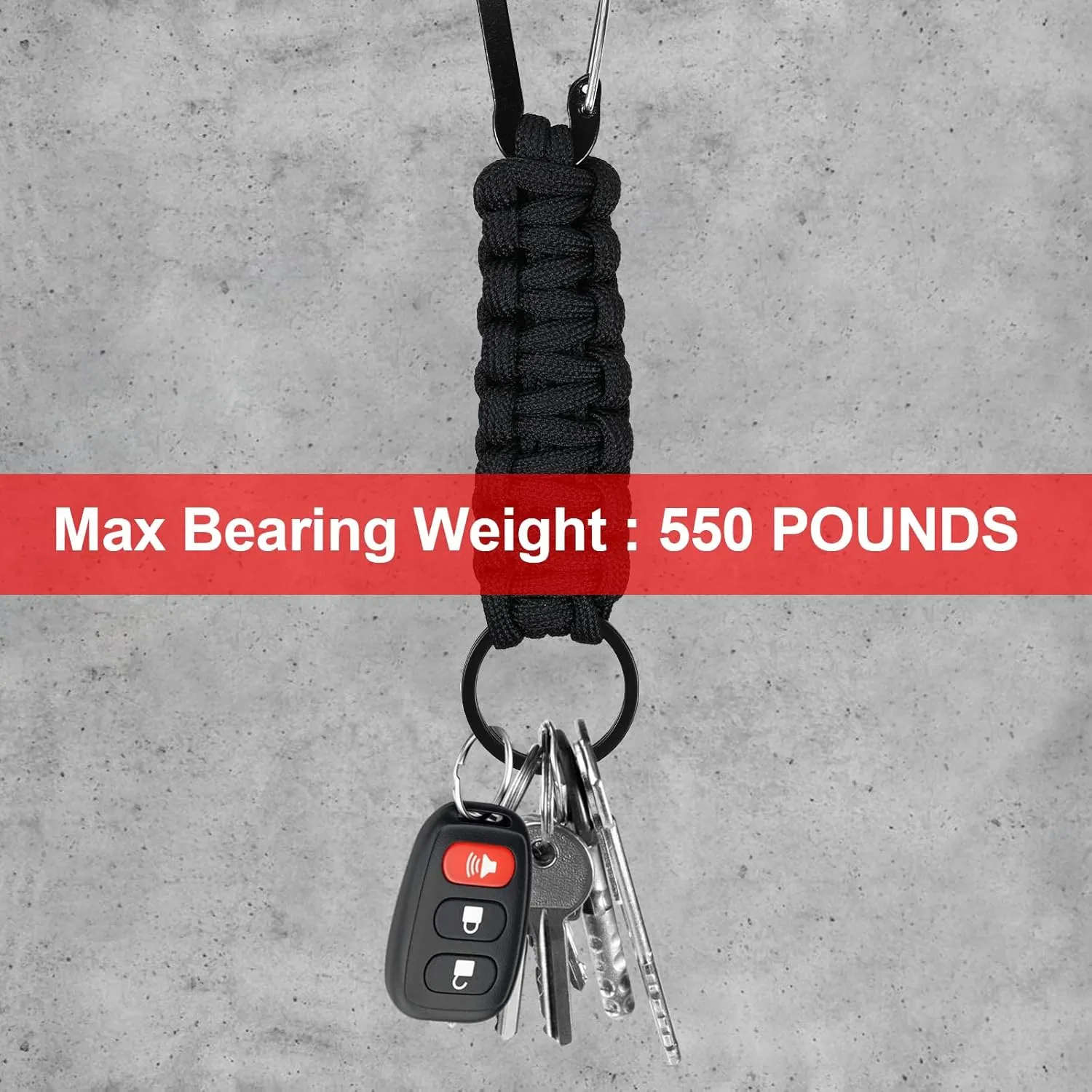2 Pcs Heavy Duty Braided 550 Paracord Lanyard Keychain Set, Parachute Rope Necklace Keychain with Belt Carabiner Clip for Keys Men Women Hiking, Camping, Outdoor Survival, Camera, Wallet and Whistle