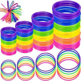 48 Pcs Multicolor Plastic Rings for Ring Toss Game Carnival Outdoor Game for Kids Activity Games Speed Agility Practice Carnival Party