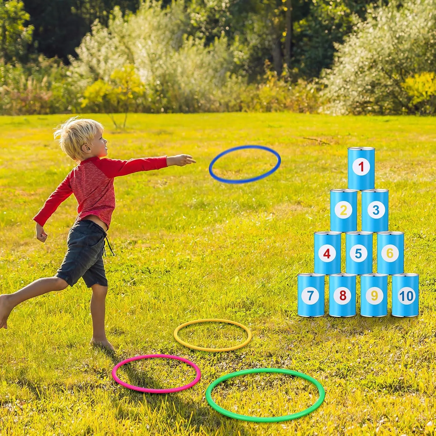 48 Pcs Multicolor Plastic Rings for Ring Toss Game Carnival Outdoor Game for Kids Activity Games Speed Agility Practice Carnival Party