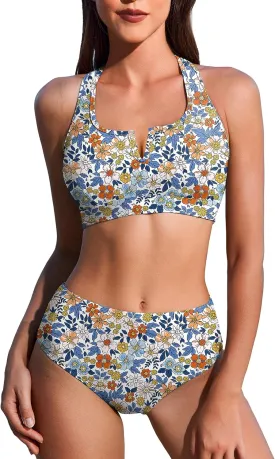 AI'MAGE Womens Bikini Set 2025 High Waisted Two Piece Swimsuit Sporty Cutout Bathing Suit