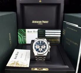 AUDEMARS PIGUET 41mm Stainless Steel Royal Oak Chronograph Blue Dial Model 26331ST