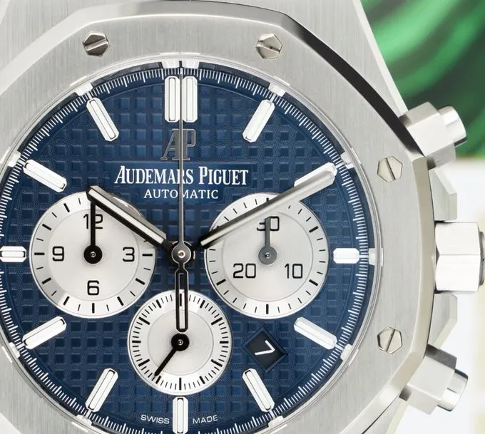 AUDEMARS PIGUET 41mm Stainless Steel Royal Oak Chronograph Blue Dial Model 26331ST