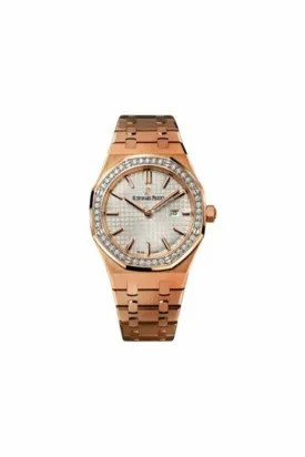 audemars piguet royal oak 18kt rose gold 33mm silver dial ladies watch ref.  67651or.zz.1261or.01