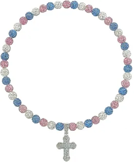 Baseball Necklace for Men 18 Inch Bling Ice Collection Baseball Cross Pendant Necklace for Women Rhinestone Clay Beaded Discoball Baseball Accessories Gifts for Baseball Team Players Lovers