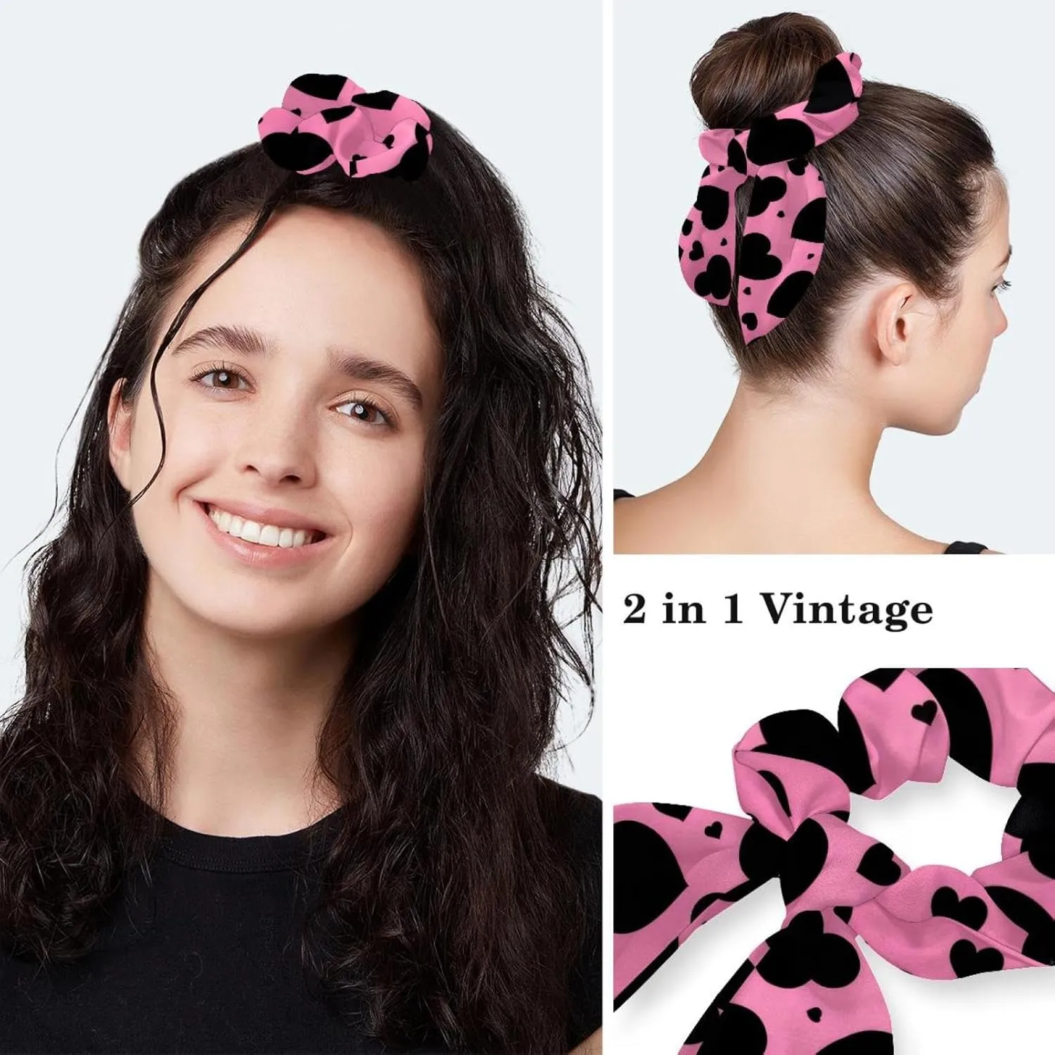 Bear Hearts Scrub Cap Surgical Nurse Cap Women Long Hair Ponytail Pouch Tie Back Hats
