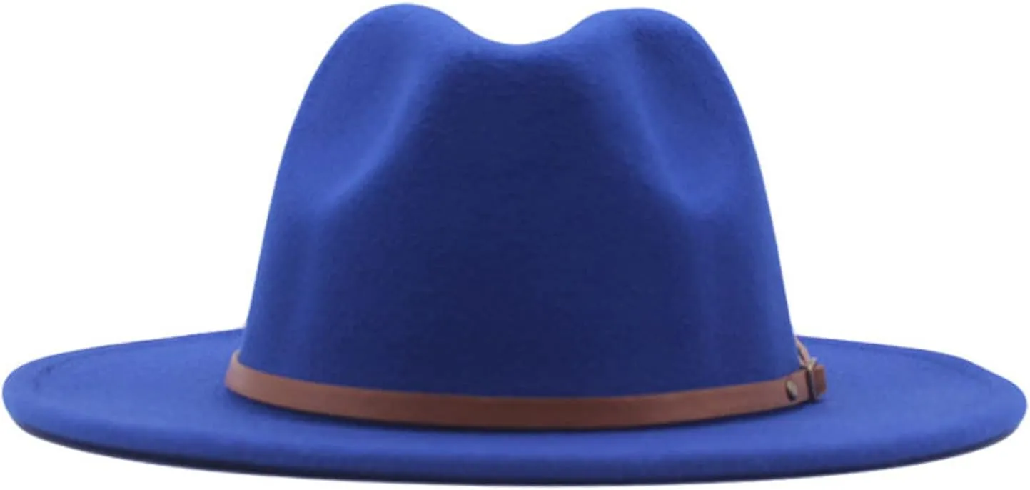 Belt Womens Buckle Wool Hat Panama Floppy Fedora Classic Hat Wide Baseball Caps Black Cowboy Hat Men