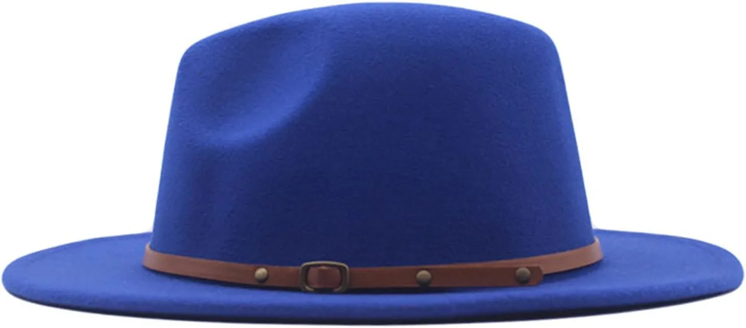 Belt Womens Buckle Wool Hat Panama Floppy Fedora Classic Hat Wide Baseball Caps Black Cowboy Hat Men