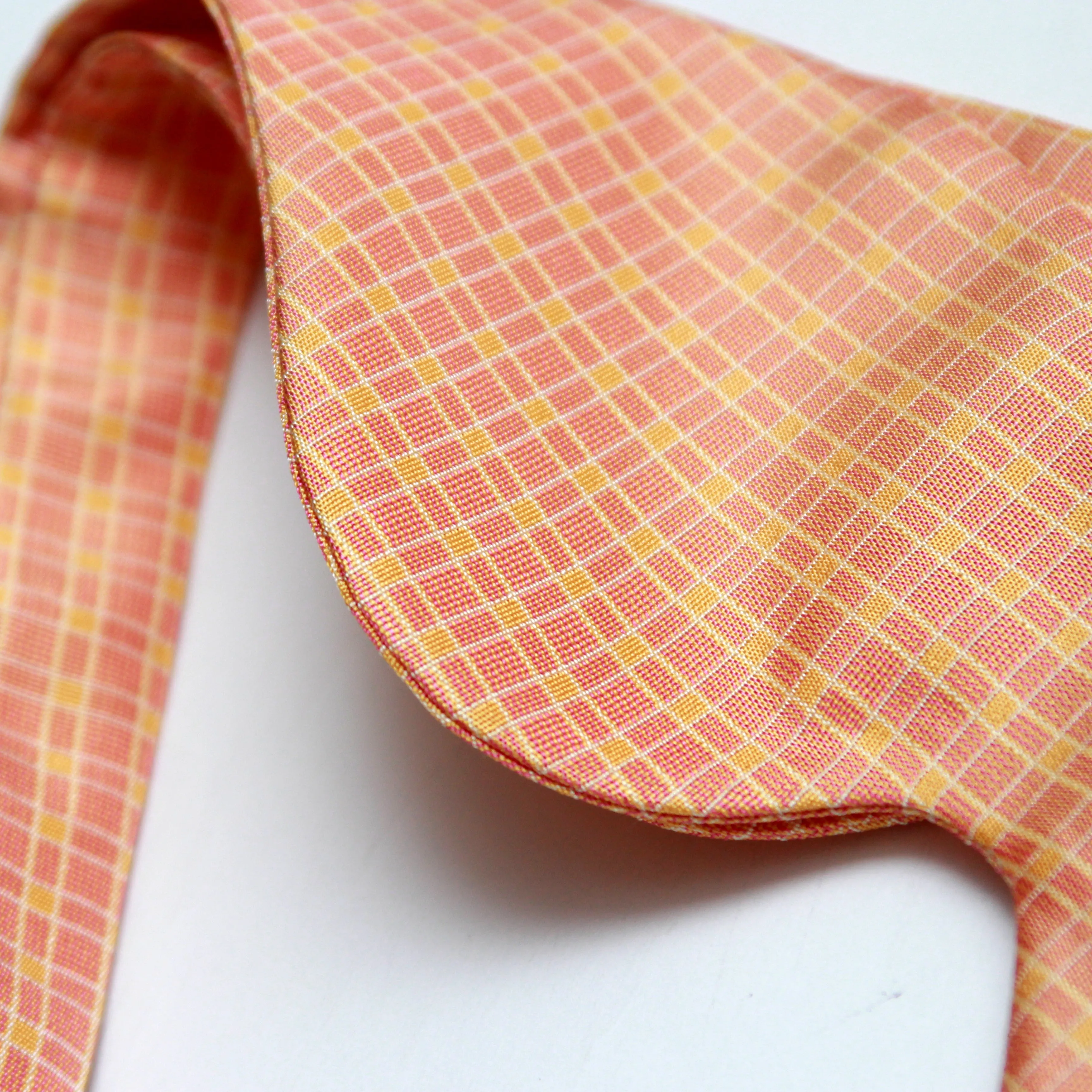 Big Butterfly Orange Plaid Silk Bow Tie
