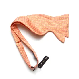 Big Butterfly Orange Plaid Silk Bow Tie