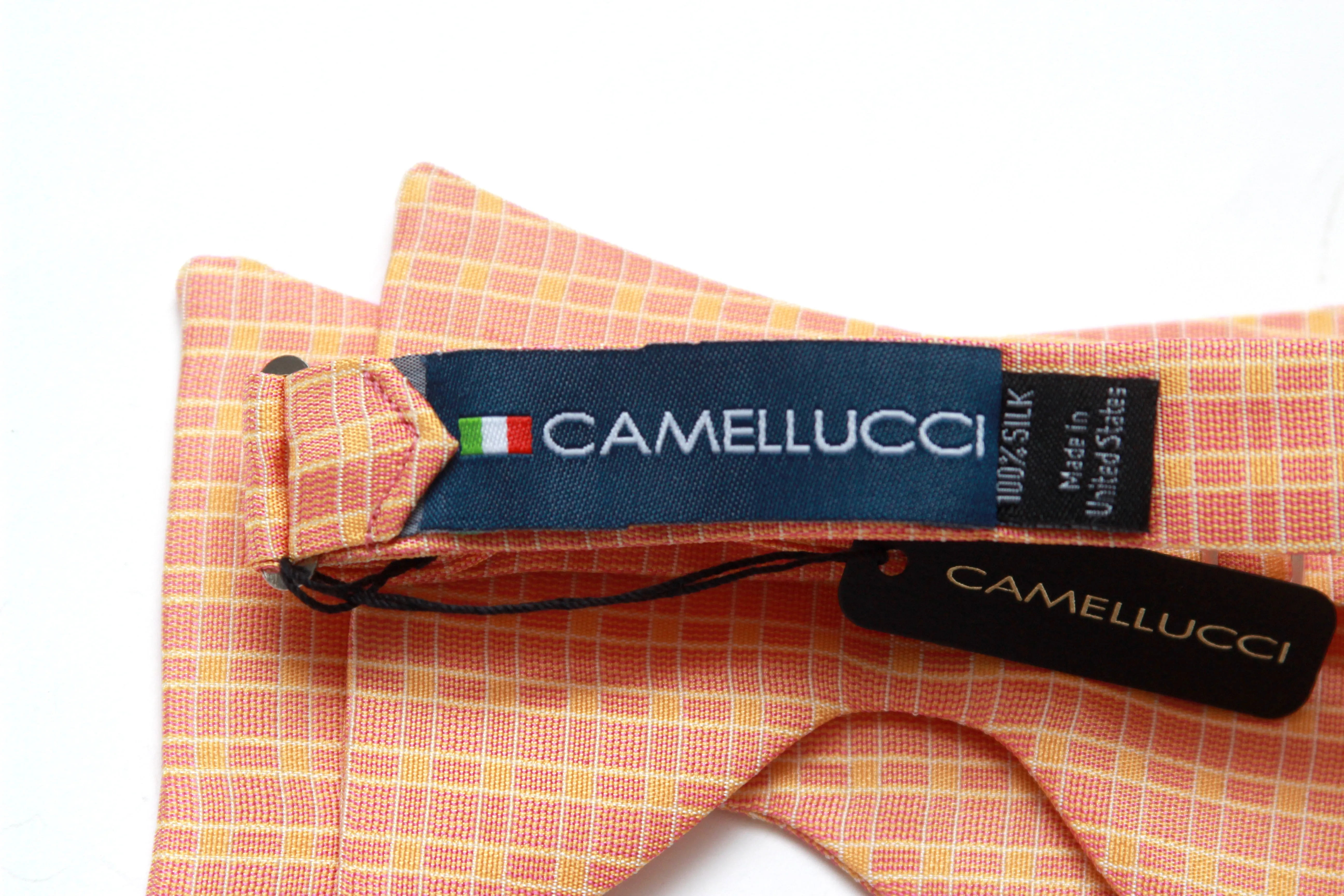 Big Butterfly Orange Plaid Silk Bow Tie