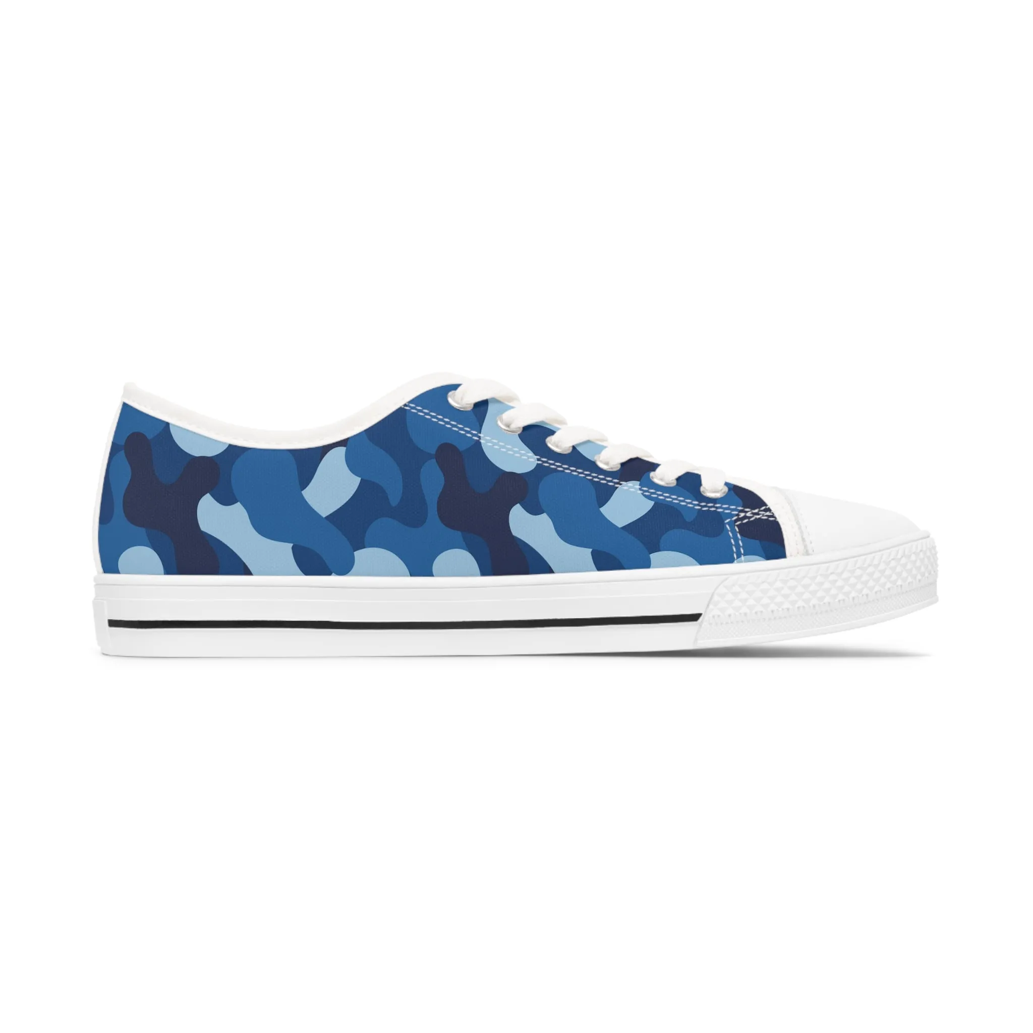 Blue Camo White  Women's Low Top Sneakers