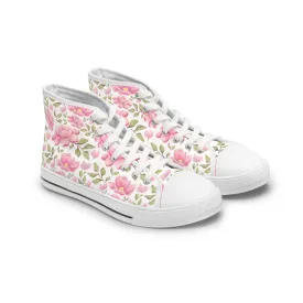 Blush Pink Peony Petals Women's High Top Sneakers