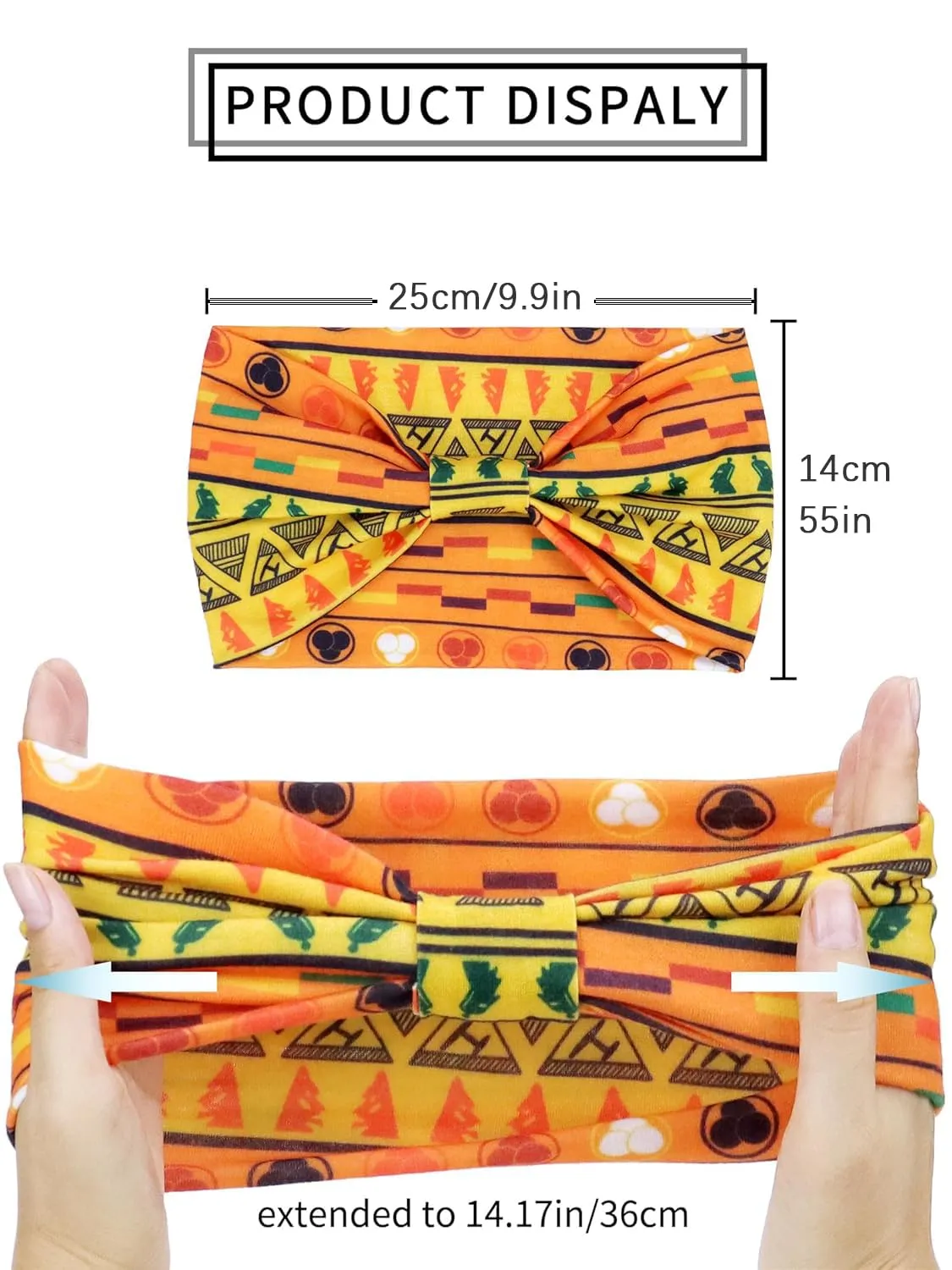 Boho Headbands for Women Non Slip Wide Hair Bands Hair Accessories Knotted Head Bands Cloth Headband Soft Head Wraps African Bandana Workout Yoga -A