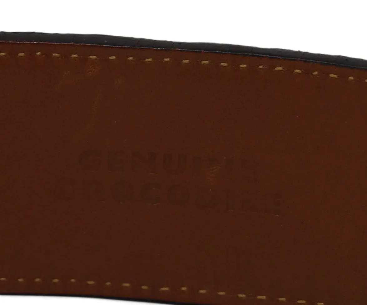 Brown Crocodile Leather Buckle Belt