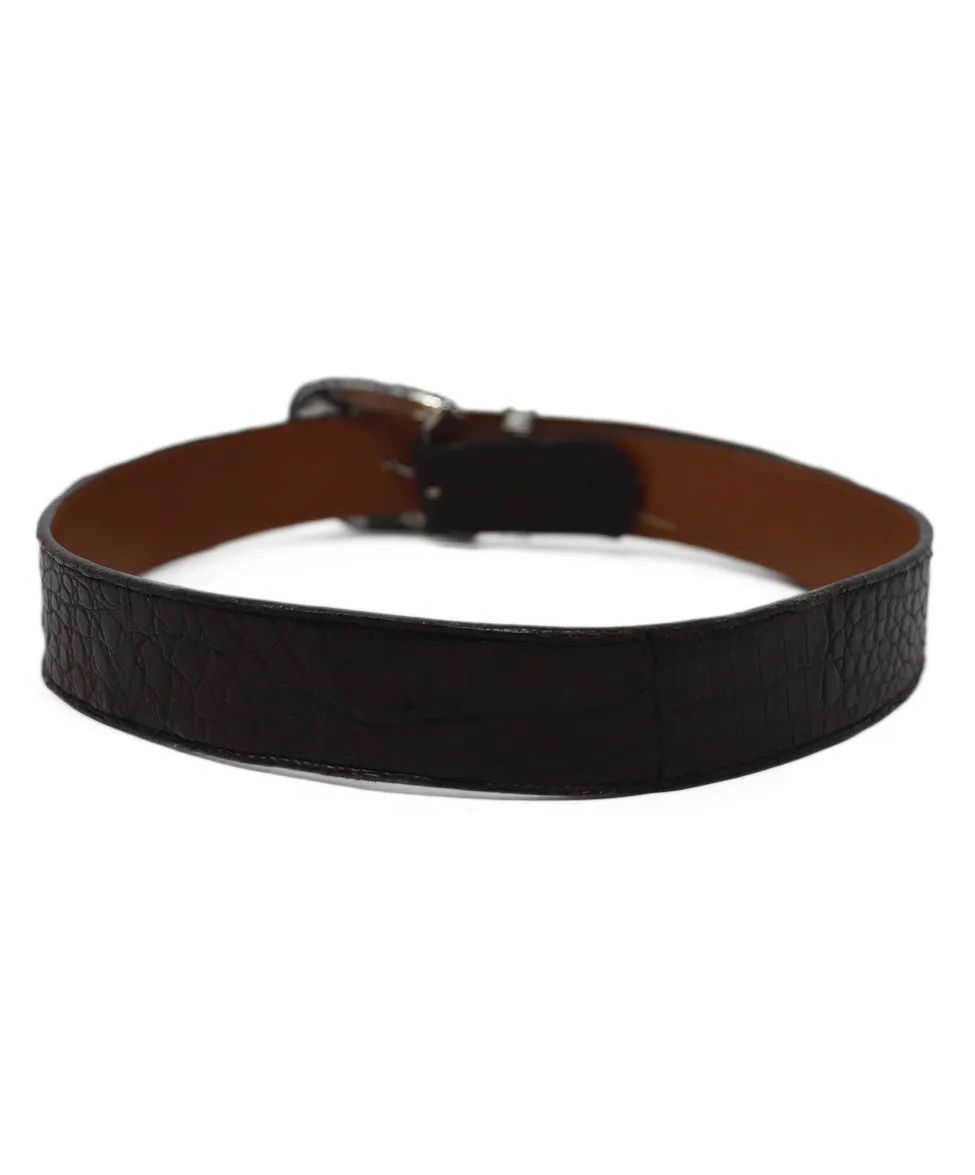 Brown Crocodile Leather Buckle Belt
