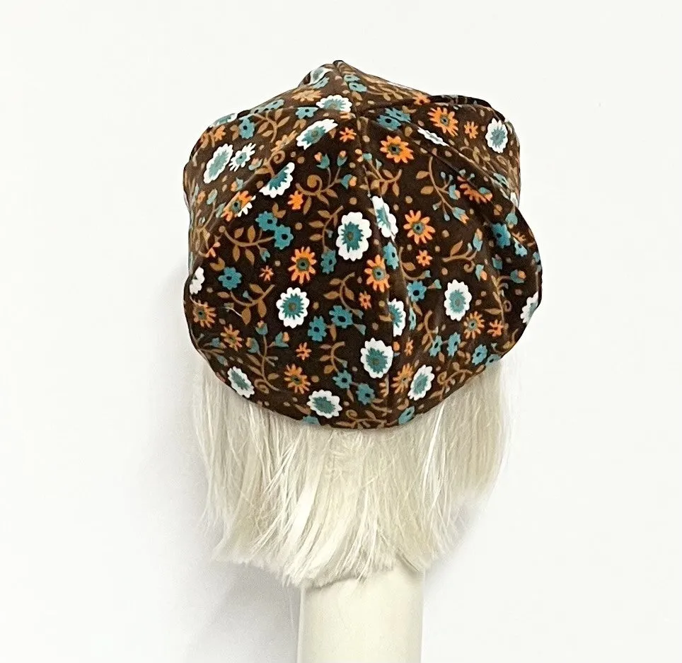 Brown Velveteen Floral Beret