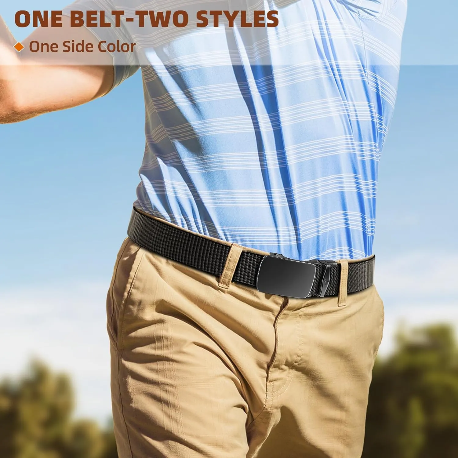 BULLIANT Men Belt-Reversible Ratchet Belt Stretchable for Gift Men Work Casual Golf 1 3/8"-Cut For Fit -2 In 1Belt