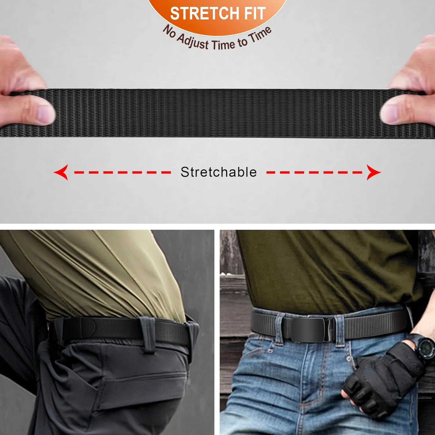 BULLIANT Men Belt-Reversible Ratchet Belt Stretchable for Gift Men Work Casual Golf 1 3/8"-Cut For Fit -2 In 1Belt