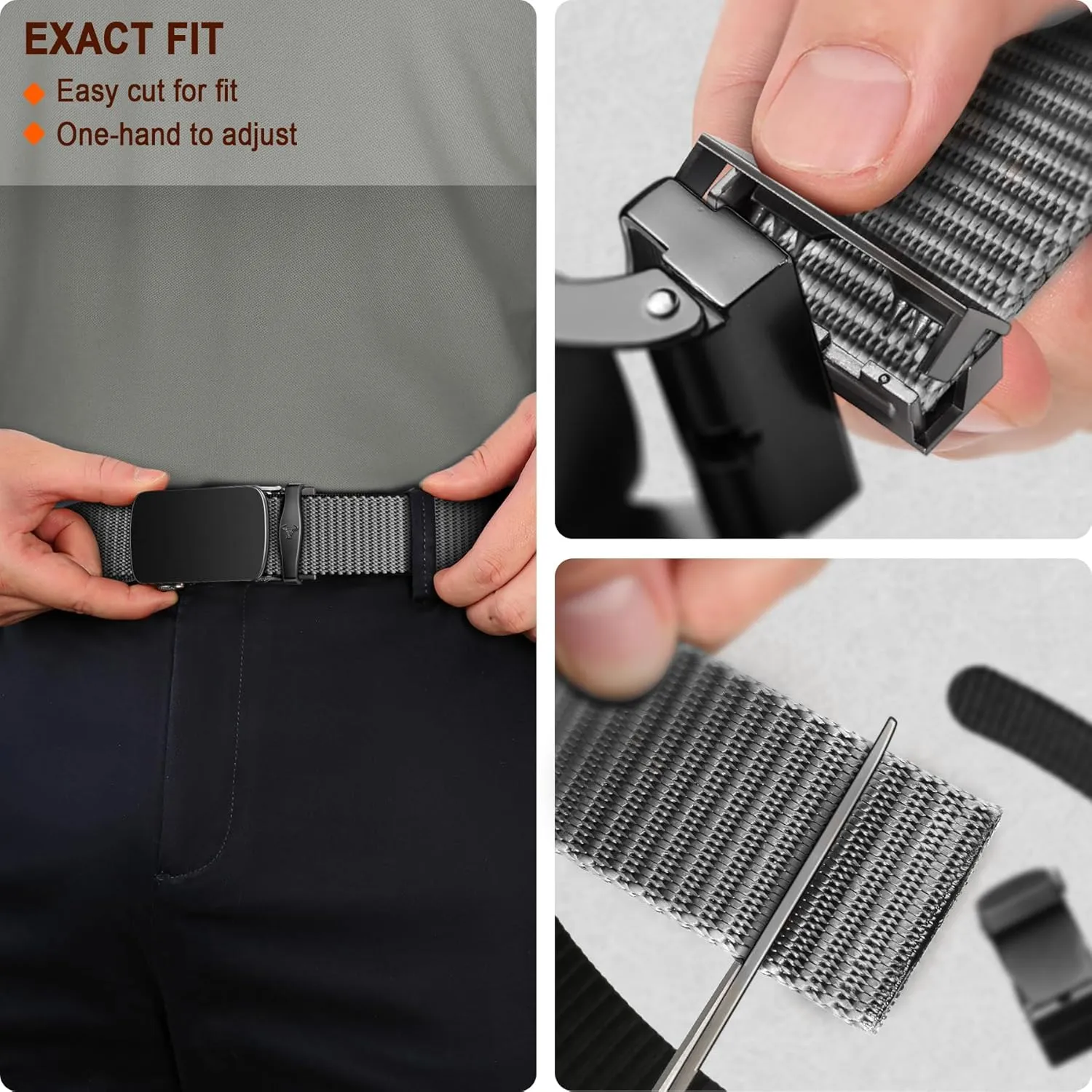 BULLIANT Men Belt-Reversible Ratchet Belt Stretchable for Gift Men Work Casual Golf 1 3/8"-Cut For Fit -2 In 1Belt