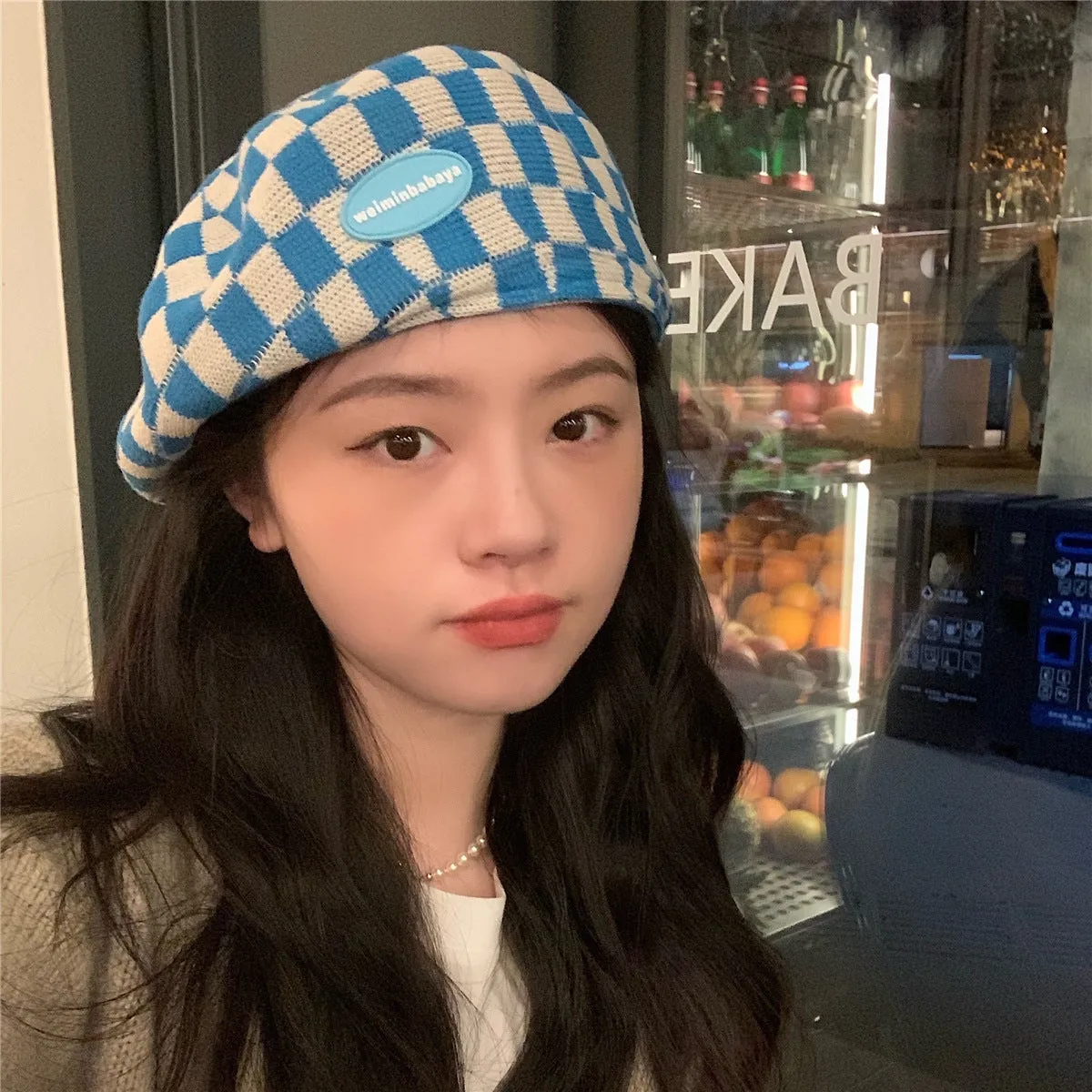 Check Beret Hat Beret Female Spring/Summer Painter Cap