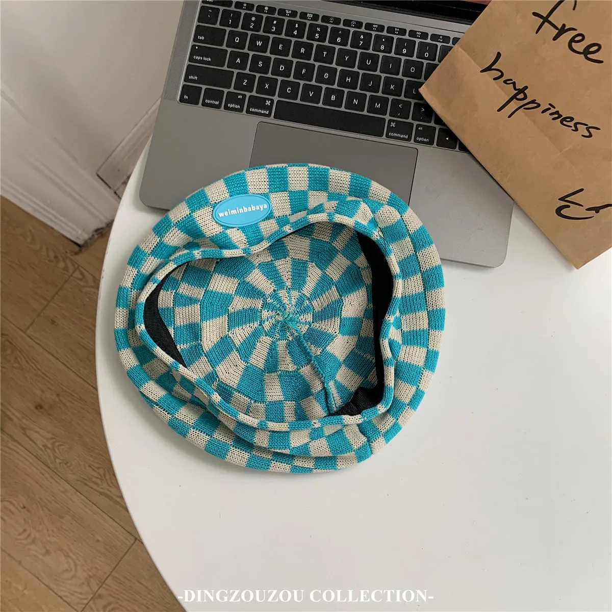 Check Beret Hat Beret Female Spring/Summer Painter Cap