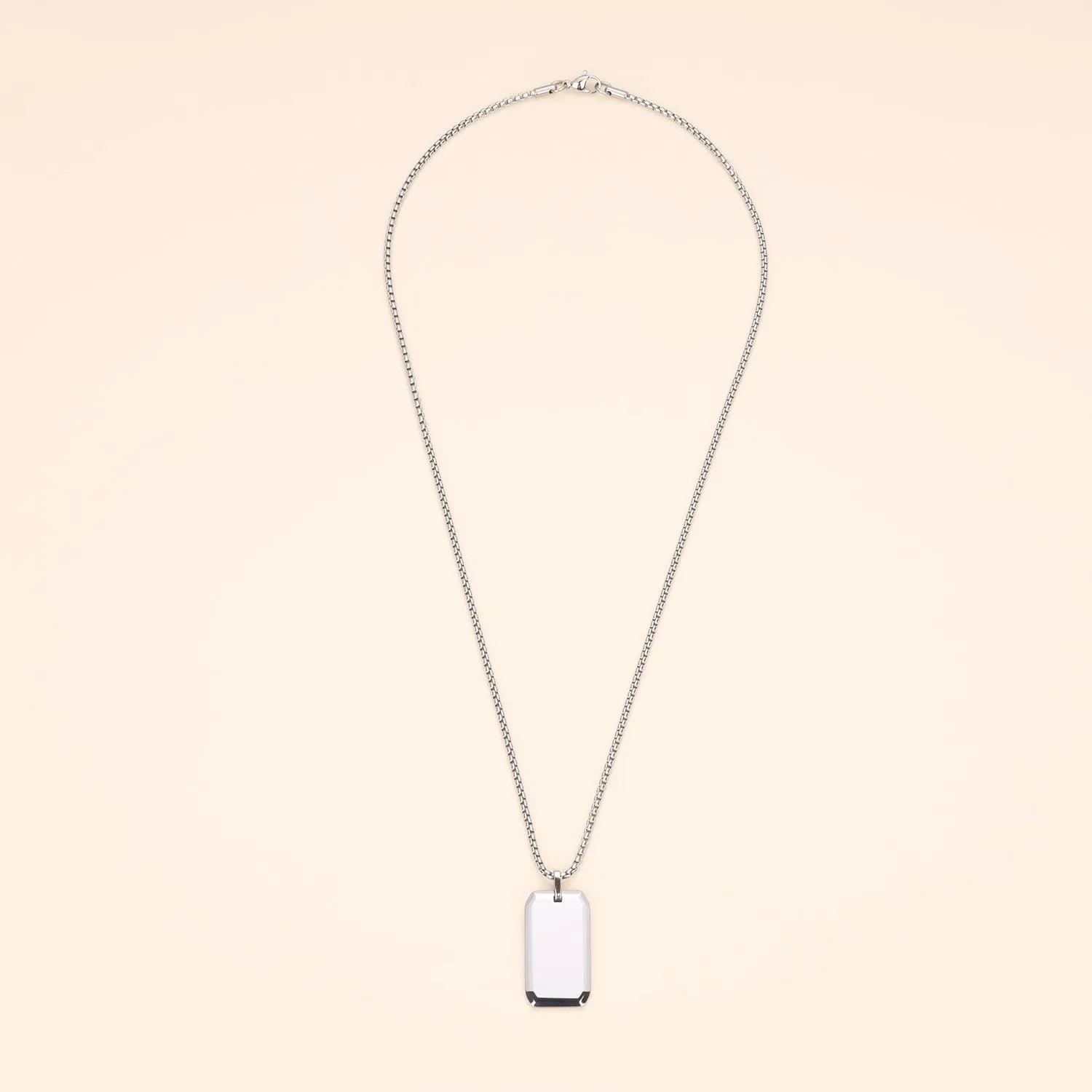 COAI Dog Tag Necklace for Men, Stainless Steel Box Chain Tungsten Necklace for Men