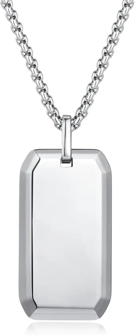 COAI Dog Tag Necklace for Men, Stainless Steel Box Chain Tungsten Necklace for Men