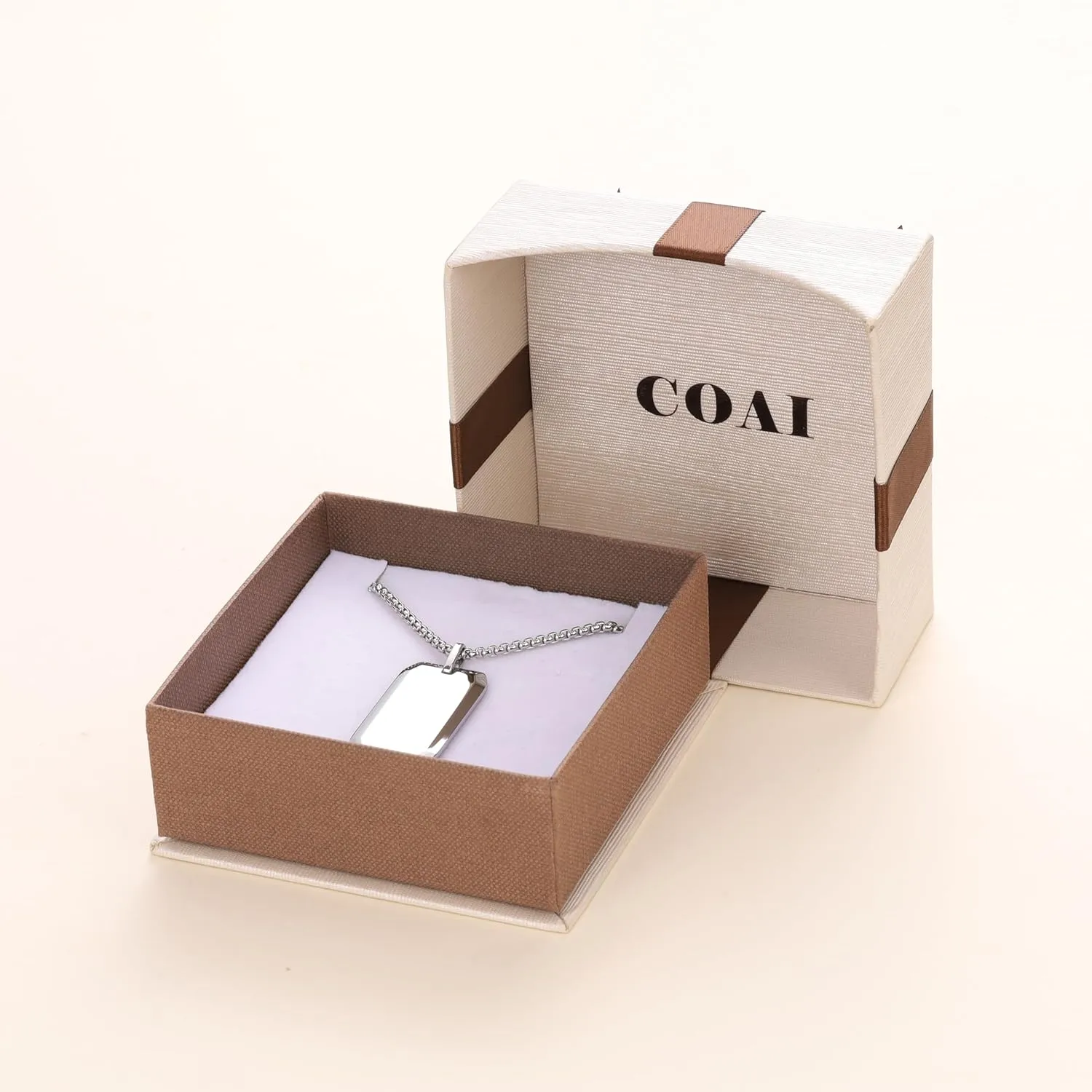 COAI Dog Tag Necklace for Men, Stainless Steel Box Chain Tungsten Necklace for Men
