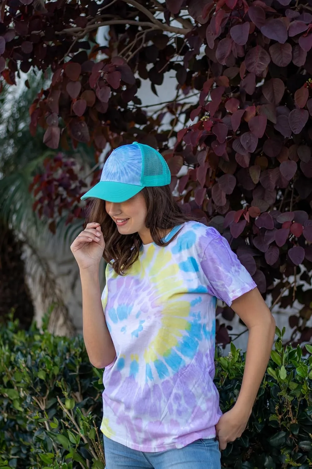 Colortone Adult Tie Dye 5-Panel Trucker Hats - Baseball Caps for Women and Men - Snapback Hat