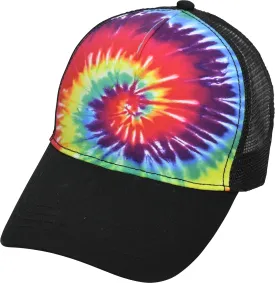 Colortone Adult Tie Dye 5-Panel Trucker Hats - Baseball Caps for Women and Men - Snapback Hat