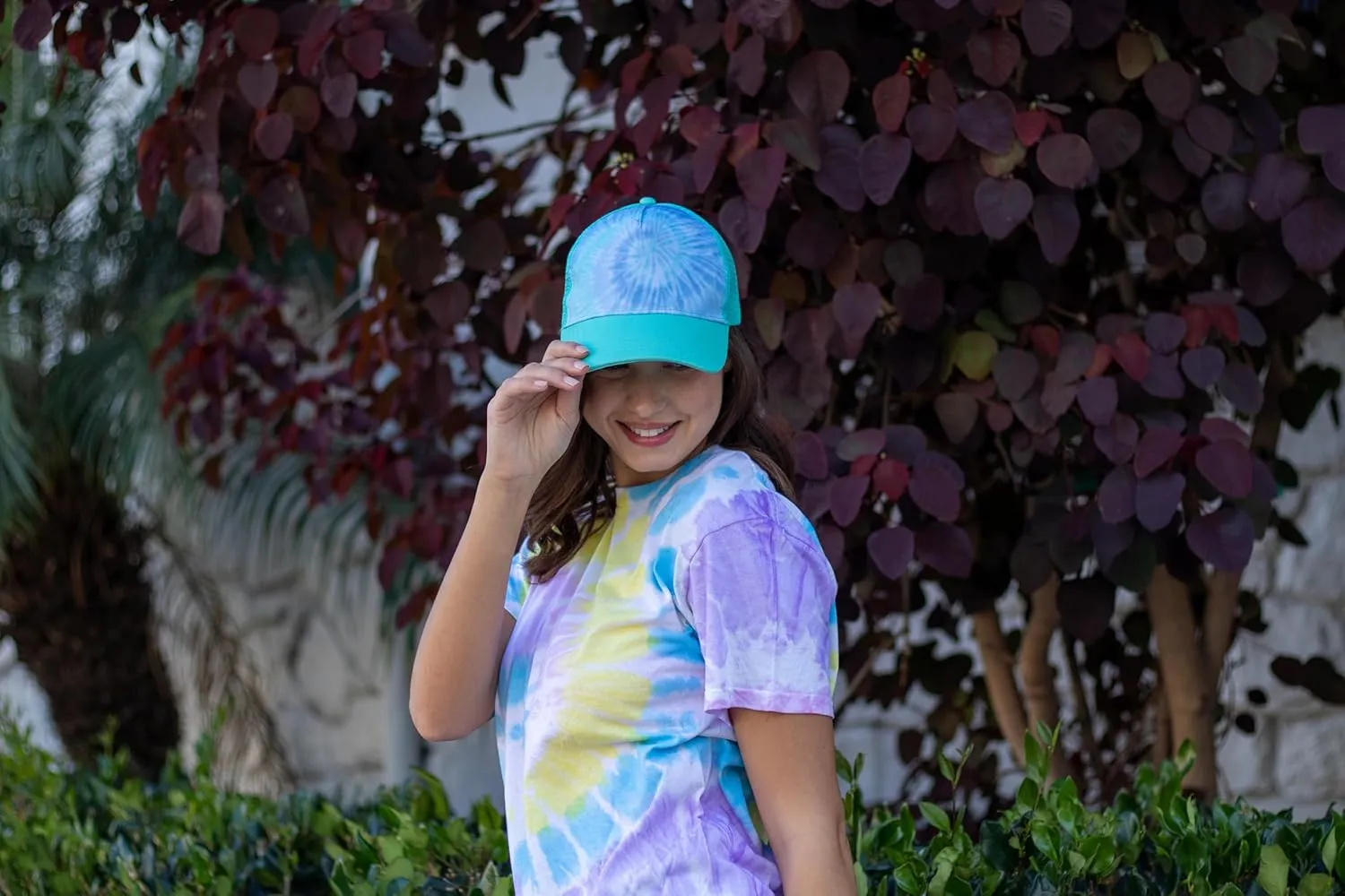 Colortone Adult Tie Dye 5-Panel Trucker Hats - Baseball Caps for Women and Men - Snapback Hat