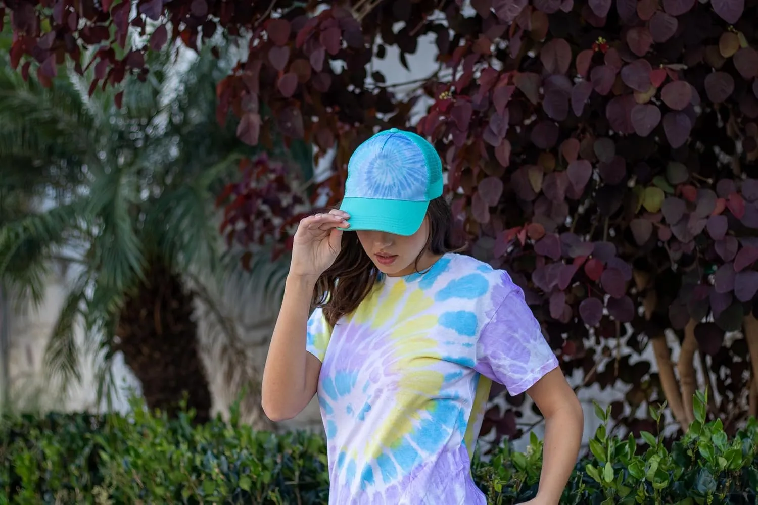 Colortone Adult Tie Dye 5-Panel Trucker Hats - Baseball Caps for Women and Men - Snapback Hat