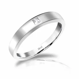 Couple Rings: Silver rhodium plated 2.2 mm princess cut CZ solitaire ring