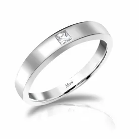 Couple Rings: Silver rhodium plated 2.7 mm princess cut CZ solitaire ring