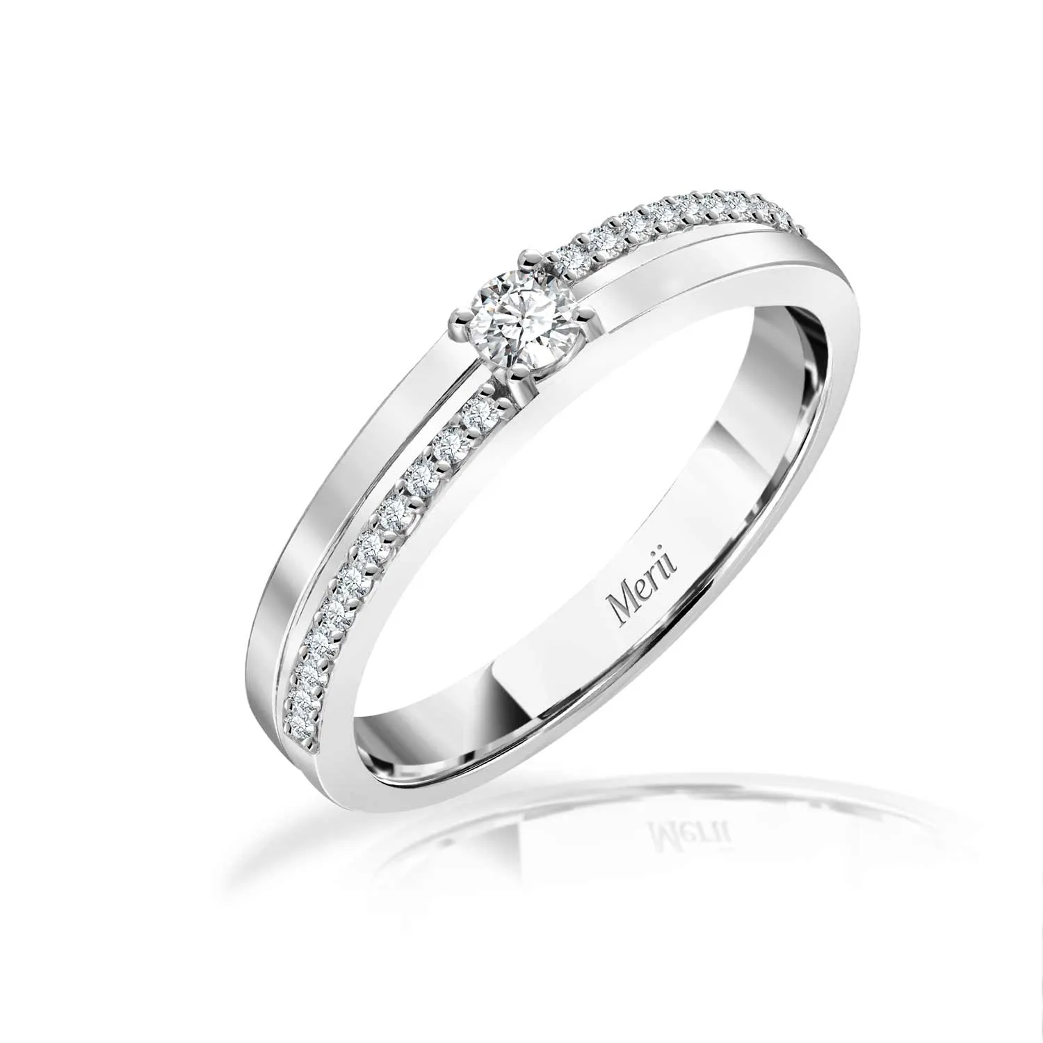 Couple Rings: Silver rhodium plated 3 mm 100 cuts CZ solitaire ring