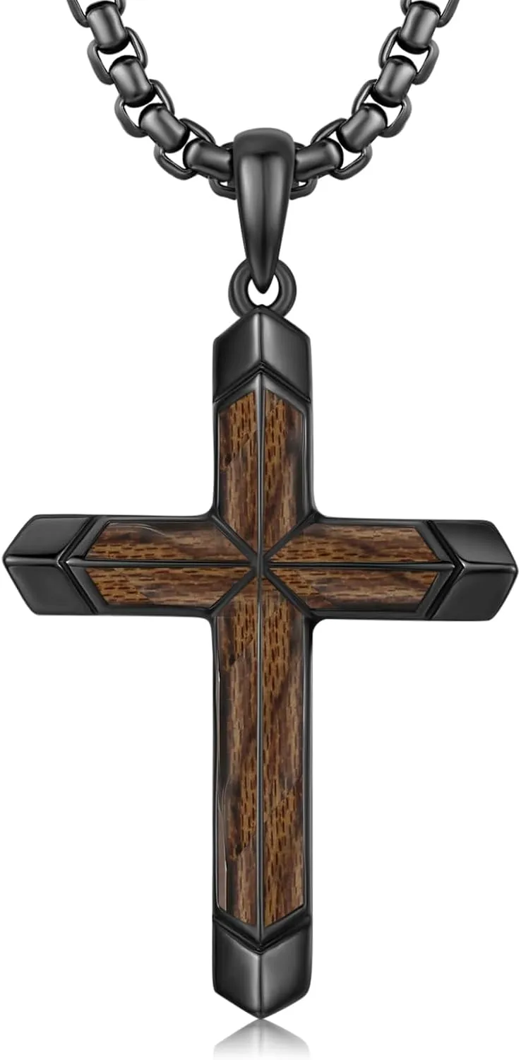 Cross Necklace for Men 925 Sterling Silver Turquoise Cross Pendant Necklace Religious Protection Jewelry Gifts for Women