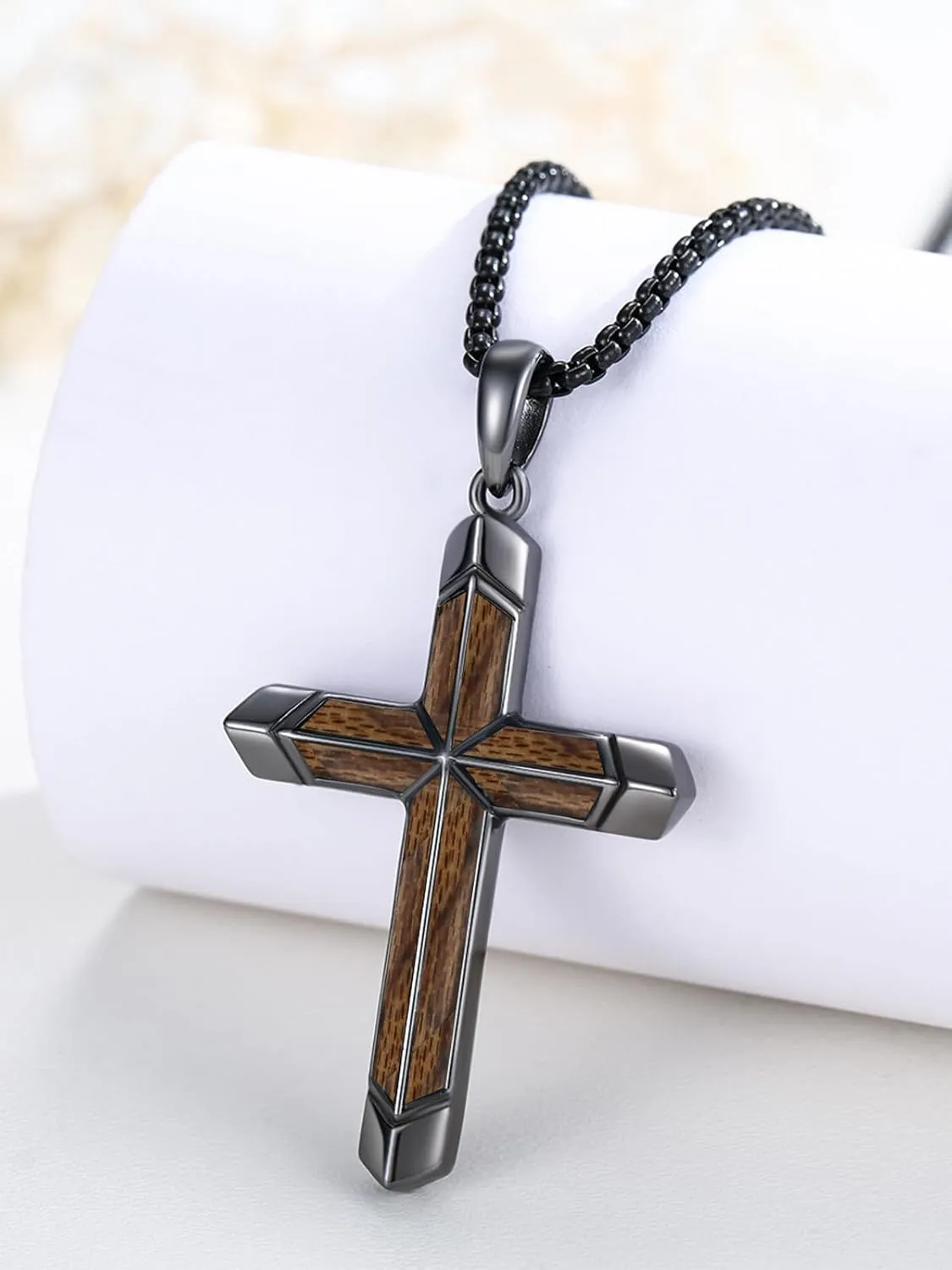 Cross Necklace for Men 925 Sterling Silver Turquoise Cross Pendant Necklace Religious Protection Jewelry Gifts for Women