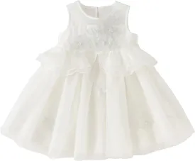 DAVE&BELLA Toddler Girls Tutu Dress, Tulle Ruffled Sleeveless Princess Dresses Summer Flower Sundress Wedding Birthday Party
