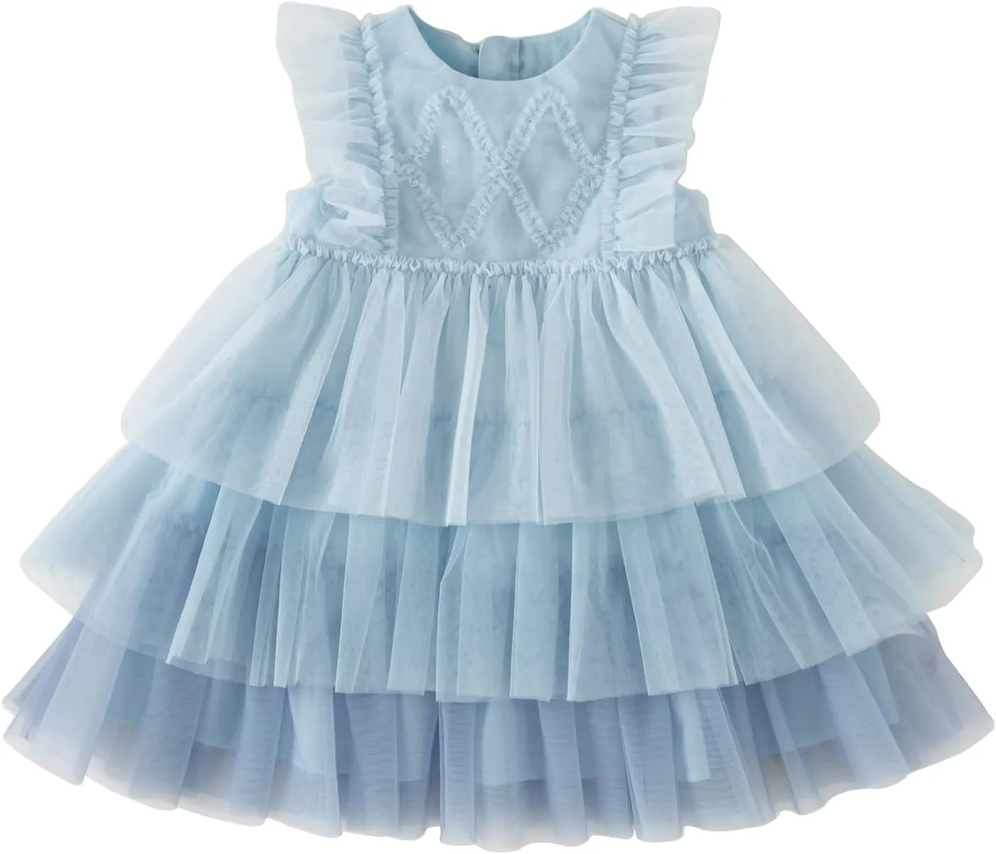 DAVE&BELLA Toddler Girls Tutu Dress, Tulle Ruffled Sleeveless Princess Dresses Summer Flower Sundress Wedding Birthday Party
