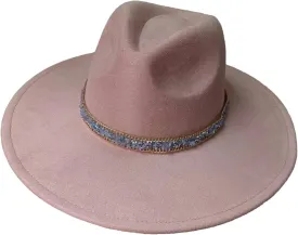 Decal Suede 9.5Cm Wide Brim Fedora Hat Men's and Women's Autumn/Winter Jazz Hat