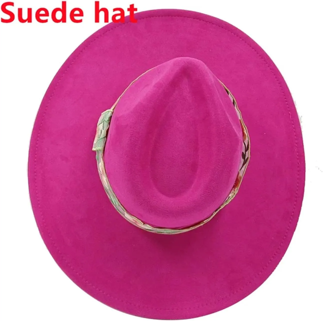 Decal Suede 9.5Cm Wide Brim Fedora Hat Men's and Women's Autumn/Winter Jazz Hat
