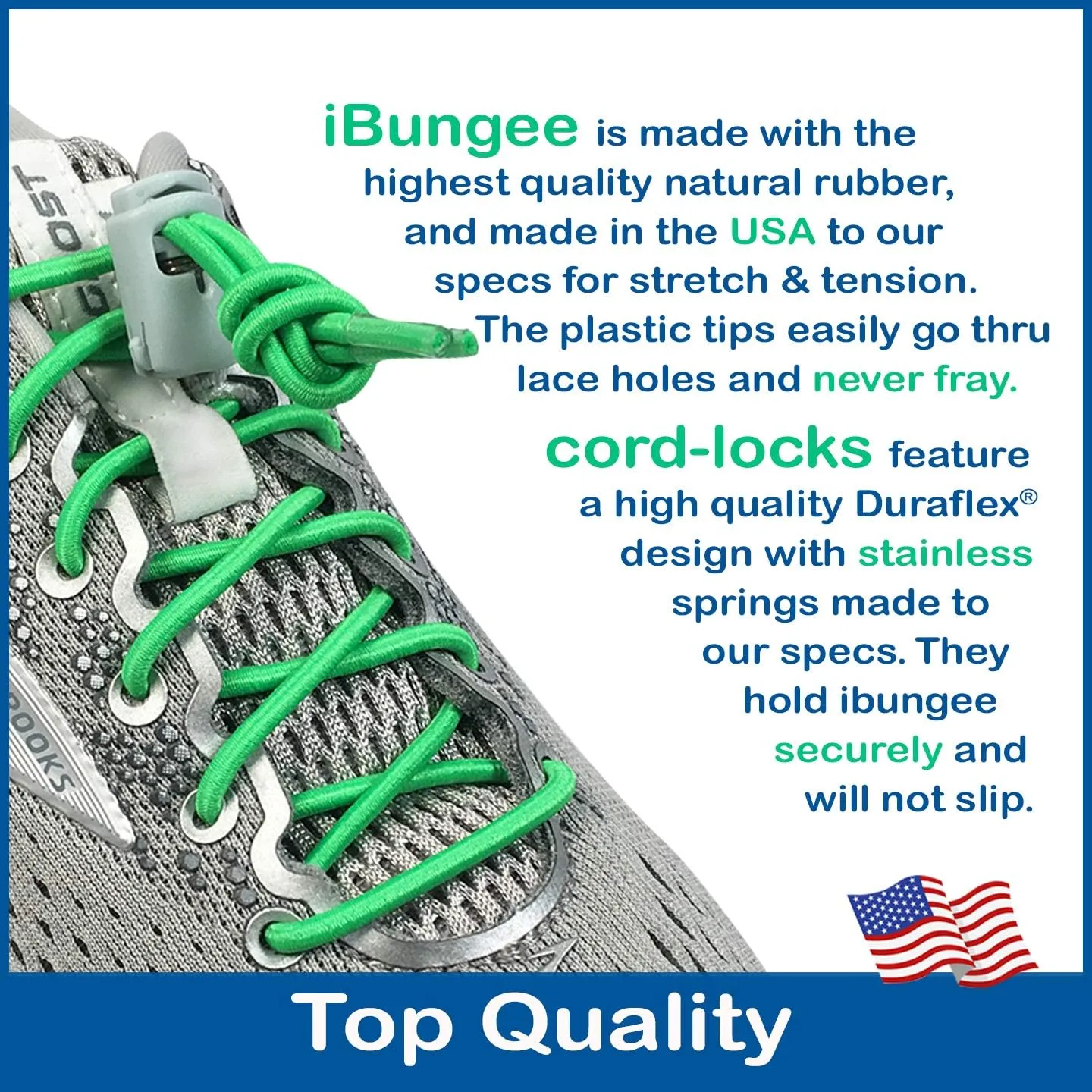 (Elastic No Tie Shoelaces (Made in the USA)