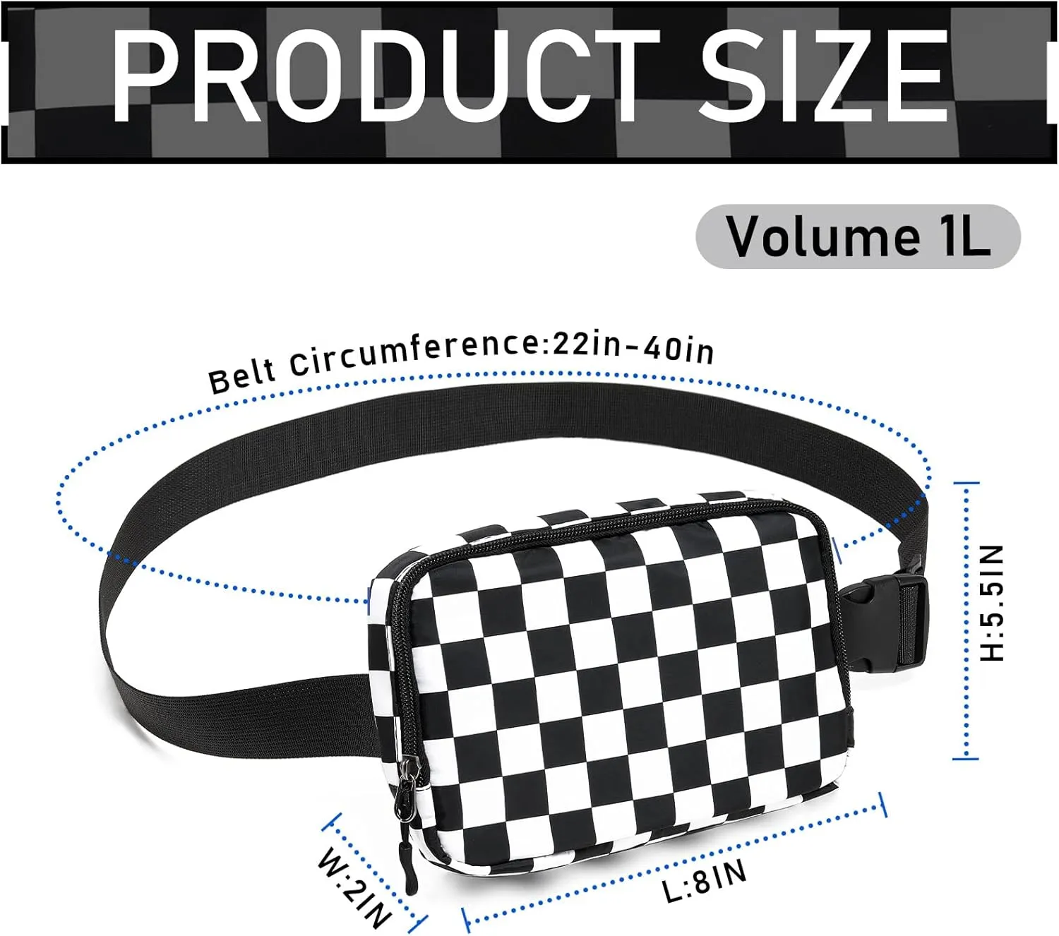 Fanny Pack,Belt Bag,40 Inch Asjustable Strap Everywhere Belt Bag,for Women and Men