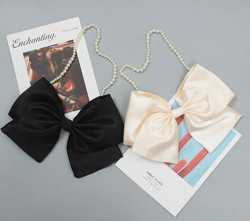 Fashion Ladies Design Sense Big Bow Sweater Brooch Necklace Clothes Decoration with Pin Headwear Oversized Hairpin