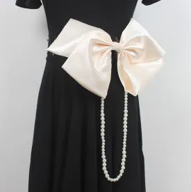 Fashion Ladies Design Sense Big Bow Sweater Brooch Necklace Clothes Decoration with Pin Headwear Oversized Hairpin