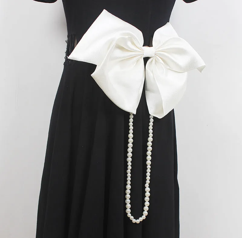 Fashion Ladies Design Sense Big Bow Sweater Brooch Necklace Clothes Decoration with Pin Headwear Oversized Hairpin