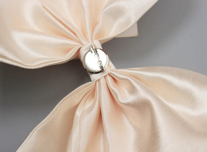 Fashion Ladies Design Sense Big Bow Sweater Brooch Necklace Clothes Decoration with Pin Headwear Oversized Hairpin